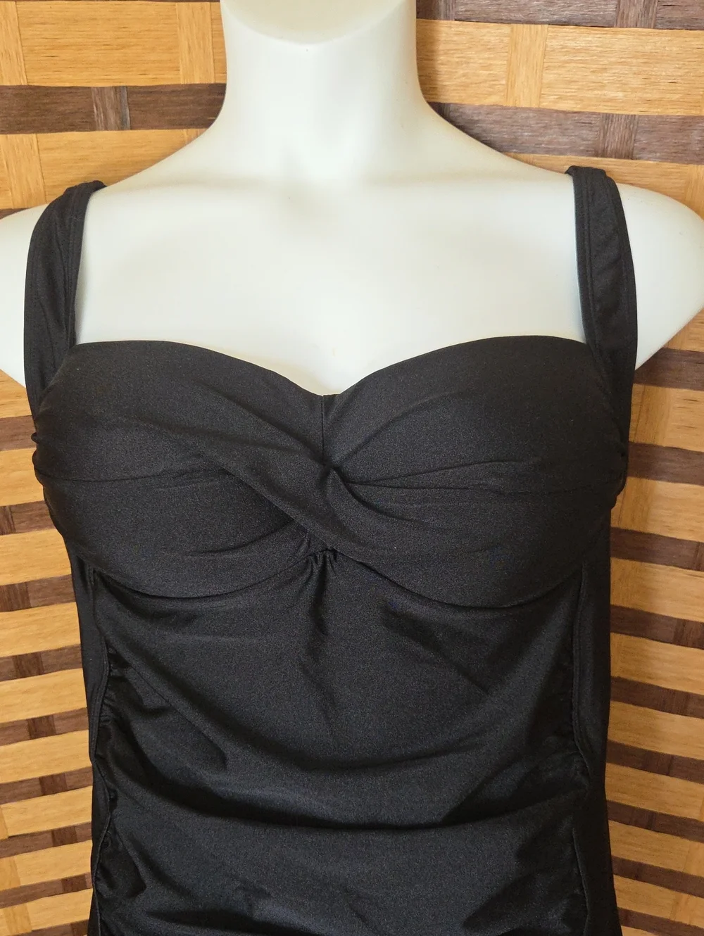 NWT! Betsey Johnson Black Bandeau Ruched One-Piece Swimsuit